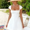 Women's Elegant Mini Dress Cap Sleeve